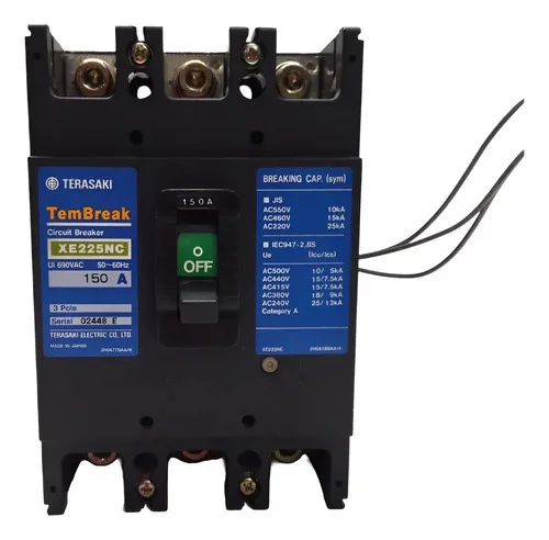 Disjuntor Tripolar Tembreak 150a Terasaki Xe225nc 400vac