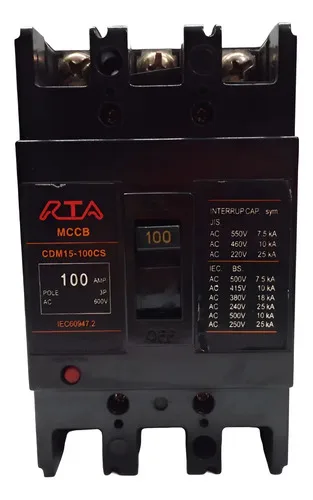 Disjuntor Tripolar 100a Rta Cdm15-100cs Ac600v