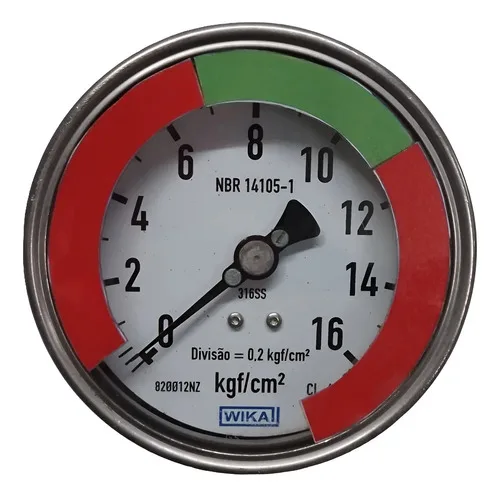 Manômetro Wika 16kgf/cm2 Em Aço Inox Diâmetro 100mm