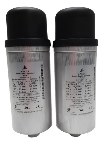 2x Capacitores Epcos Mkp440d B32343c5713 5,0kvar 3x23uf 440v