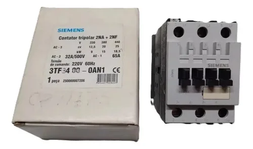 Contator Tripolar 55a Siemens 3tf34 8,5kw Bobina 220v 220v