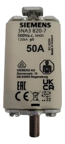 Caixa Fusível Siemens 3na3820-7 50a 500v Novo Par 