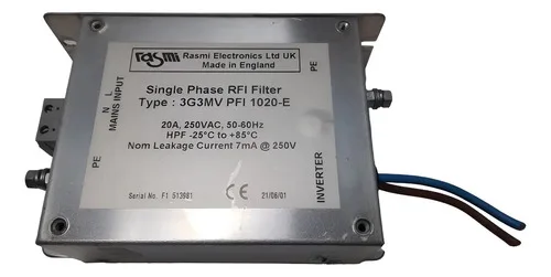 Filtro De Linha Single Phase Rasmi 3g3mv-pfi 1020-e 20a 250v