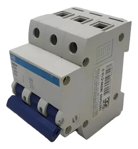 Mini Disjuntor Tripolar Termomagnético 10a Weg Mdw C10 400v 