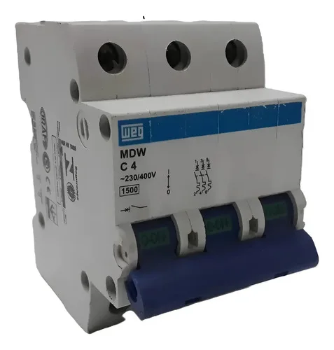 Minidisjuntor Tripolar Termomagnético 4a Weg Mdw C4 230/400v 220v 50-60hz