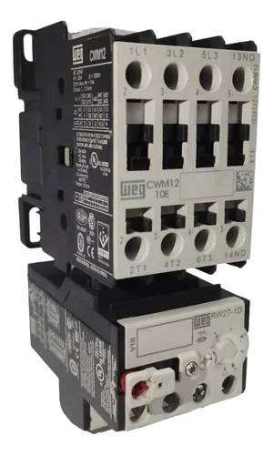 Weg Contator 12a Cwm12 220v Com Relé Térmico Rw27-1d 4-6,3a 220v