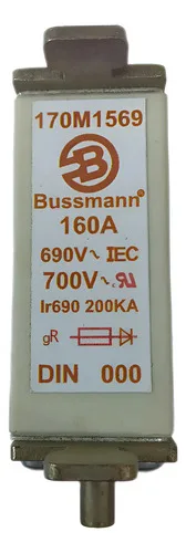 Fusível Bussmann 170m1569 160a 700v 200ka Ir690 700v