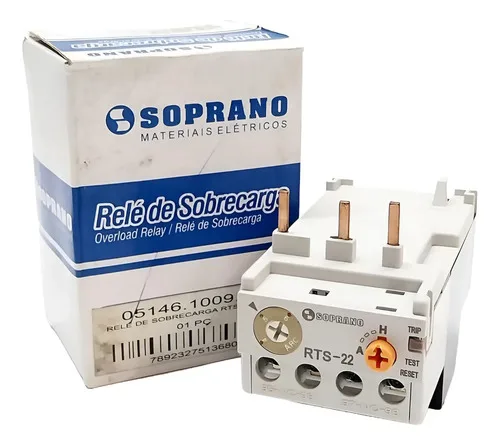 Relé Térmico De Sobrecarga Tripolar Soprano Rts-22 4-6a Novo 24v