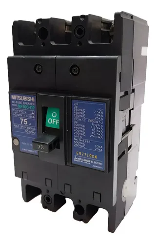 Disjuntor Trip Cx Moldada Mitsubishi Nf100-cp 75a Sem Bobina