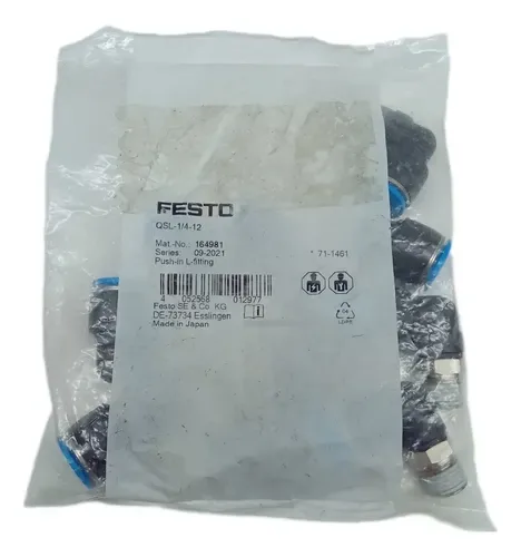 Conexão Pneumática Festo Qsl-1/4-12 164981 Kit 10 Unidades
