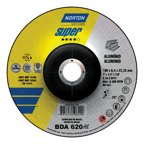 Disco Desbaste Alumínio Super Bda 620al 180x6,4x22,23mm