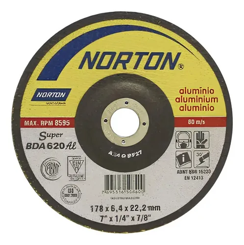 Disco Desbaste Alumínio Norton Super Bda 620 178x6,4x22,22mm