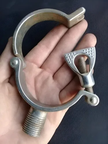 Braçadeira Inox 304 Tri-clamp Tc 2½ Polegadas Com Suporte  Cinza