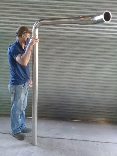 Tubo Inox 316 Polido L Tc 1,8m 3 Pol Saída 45 Graus 4 Pol
