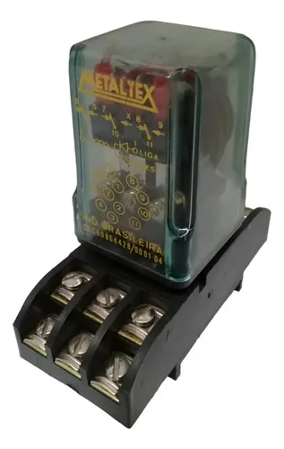 Relé Metaltex Op1111 220vac Com Base Para 12 Pinos