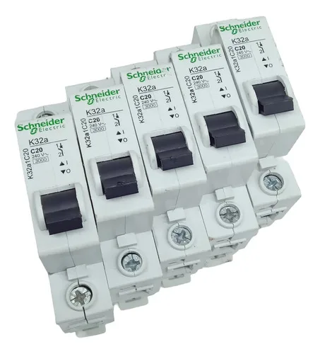 Kit 5x Disjuntor Monopolar Schneider K32a 20a Curva C 240v
