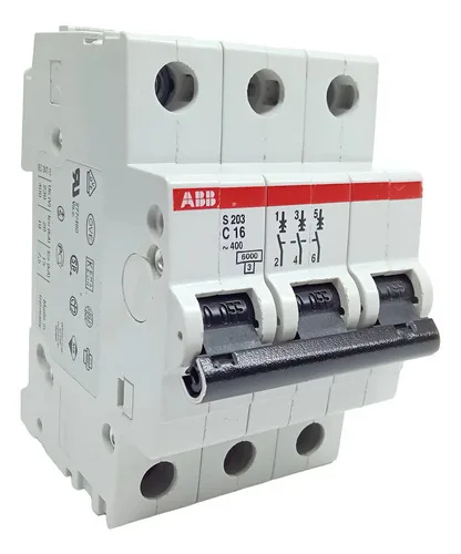 Disjuntor 16a Tripolar Abb S203 Curva C 20ka 2cds253001r0164