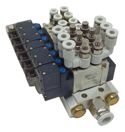 Bloco Manifold 5/2 Vias Com 7 Válvulas Airtac 7v0510-ms 24v
