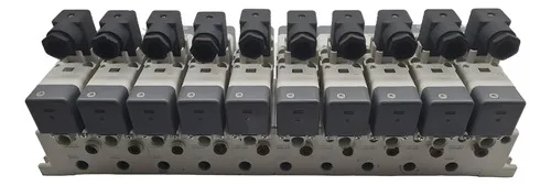 Base Manifold C/ 10 Válvula Solenóide Smc Vq7-6-fg-s-3z 24v