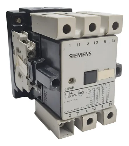 Contator Tripolar 90a Siemens 3tf46 Bobina 220v 20cv 220v