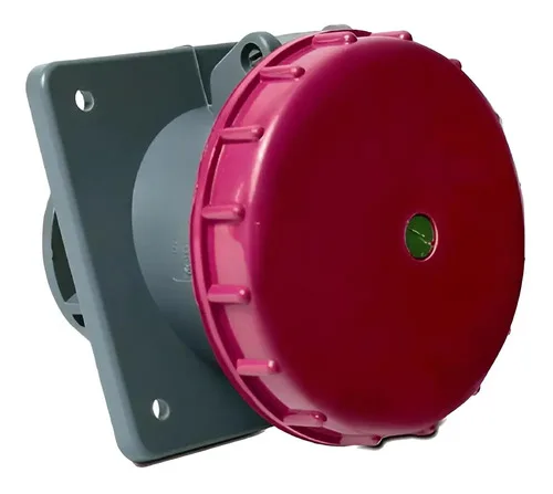 Tomada De Embutir Steck Albany Vermelha 63a Para 440v Com Placa Vermelho
