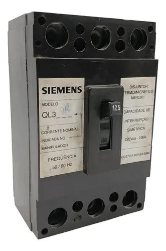 Disjuntor Tripolar Industrial 125a Siemens Ql3 220vca 10ka