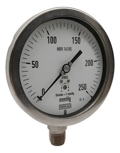 Manômetro Analógico Wika 632.54.115l 250mmhg 1/2npt