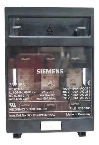 Chave Seccionadora Porta Fusível Siemens 3np353 40a